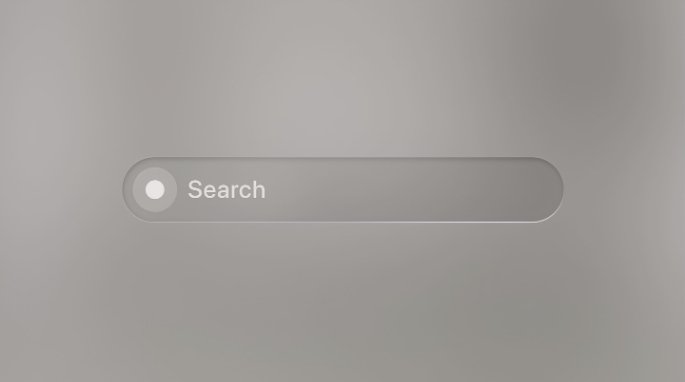 Barra de búsqueda con el texto “Search” sobre fondo gris